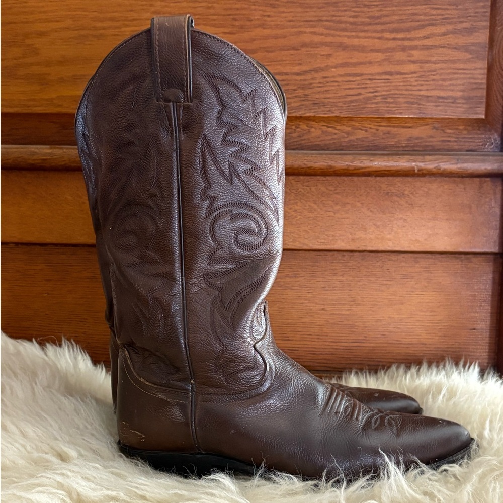 Justin Brown Leather Western Cowboy Boots